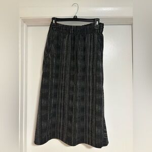 Athleta Black and Gray Striped Midi Skirt